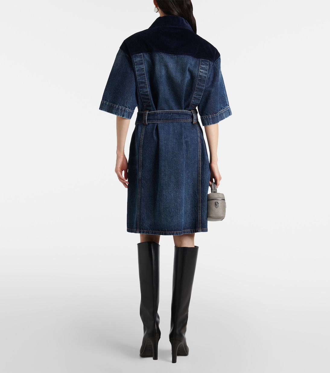 Corduroy-trimmed denim minidress | Stella McCartney
