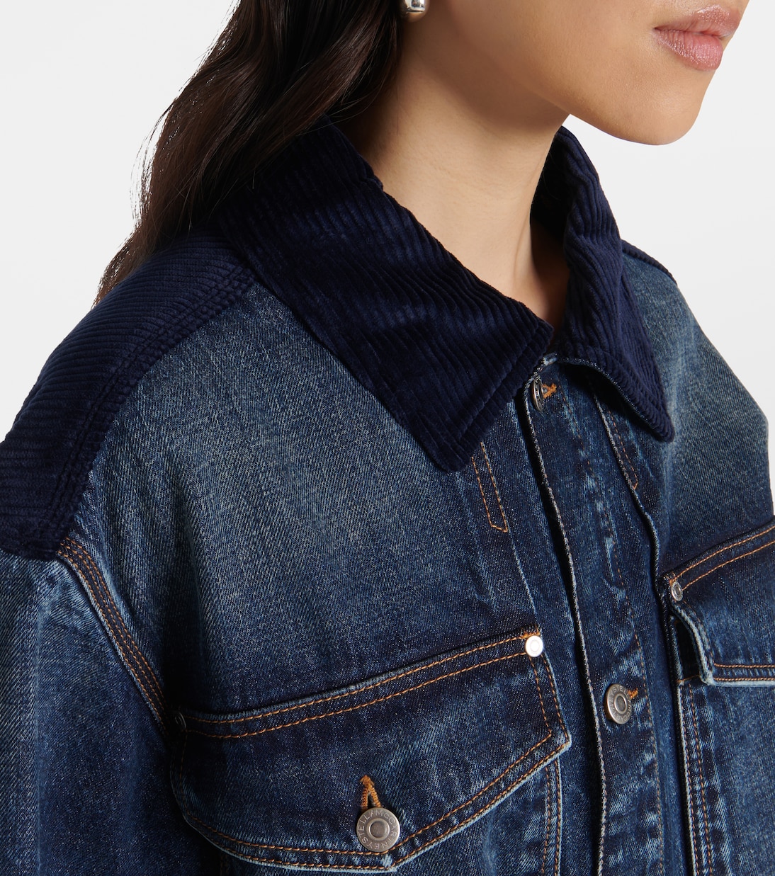 Corduroy-trimmed denim minidress | Stella McCartney