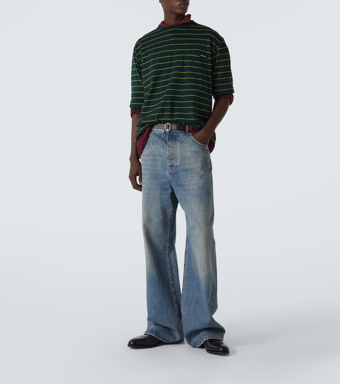 T-shirt en coton rayé | Miu Miu