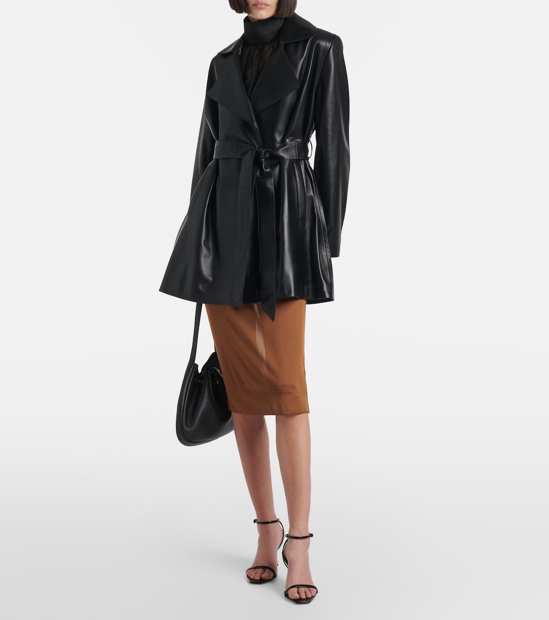 Cappotto a portafoglio Kerri in pelle | Nour Hammour