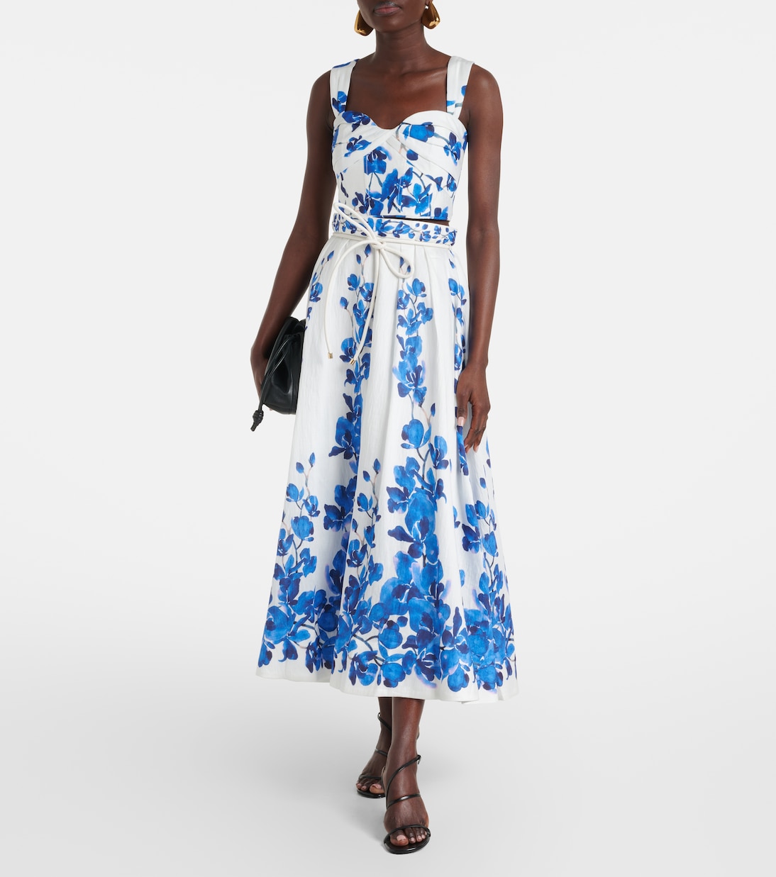 Jupe midi Orchid Blues à fleurs | Rebecca Vallance