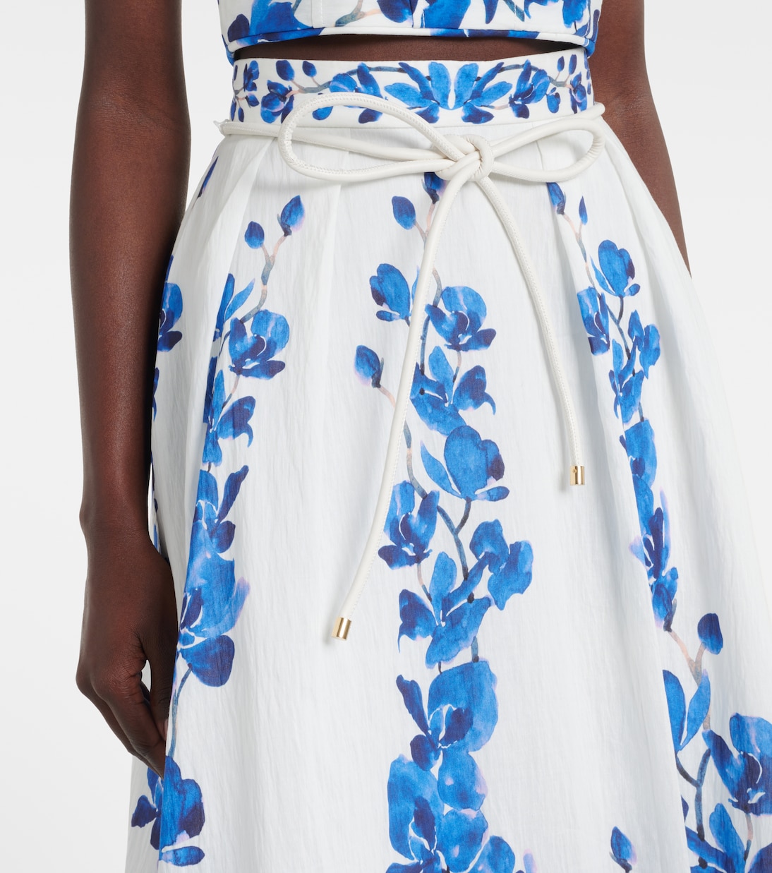 Jupe midi Orchid Blues à fleurs | Rebecca Vallance