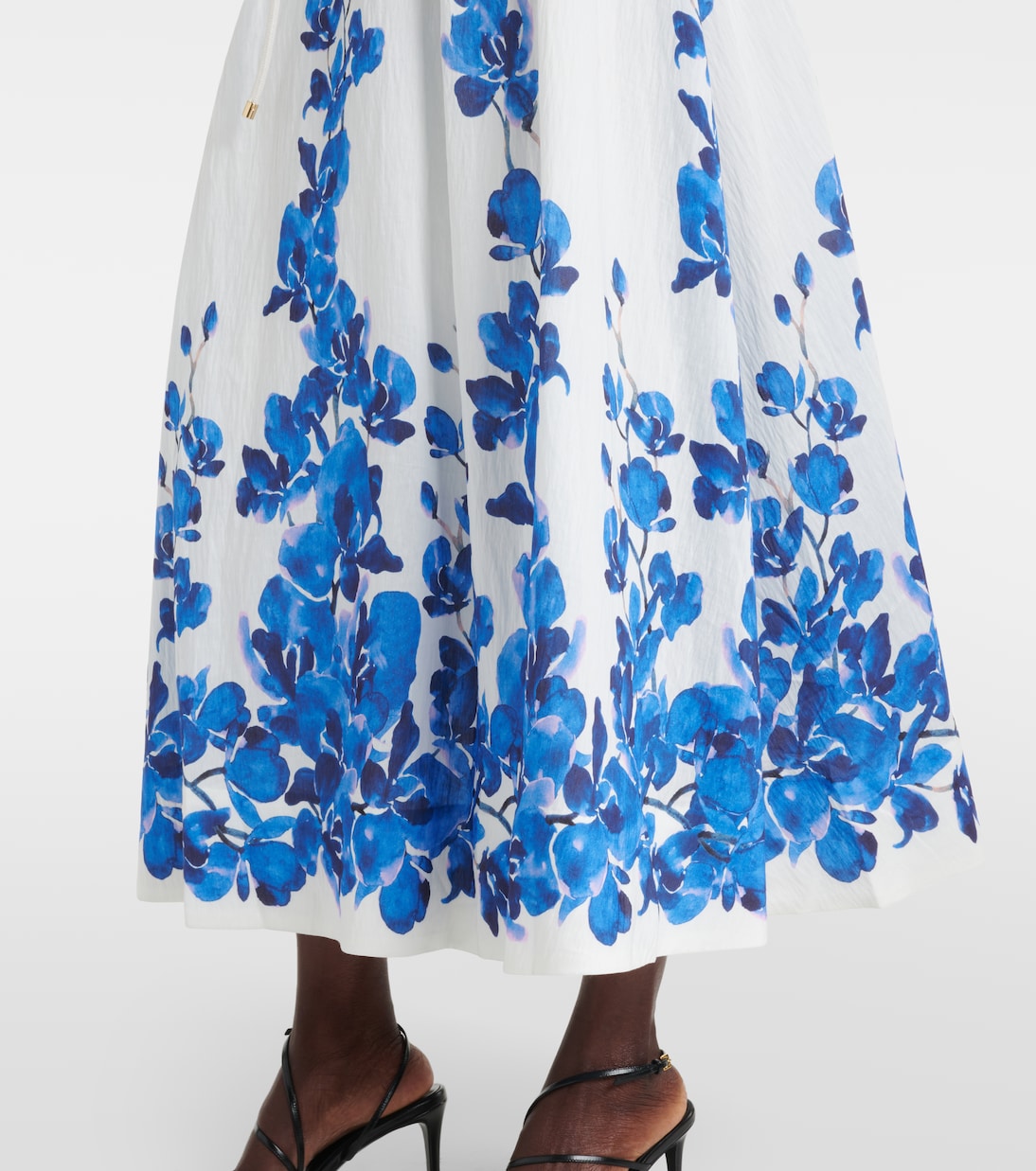 Jupe midi Orchid Blues à fleurs | Rebecca Vallance