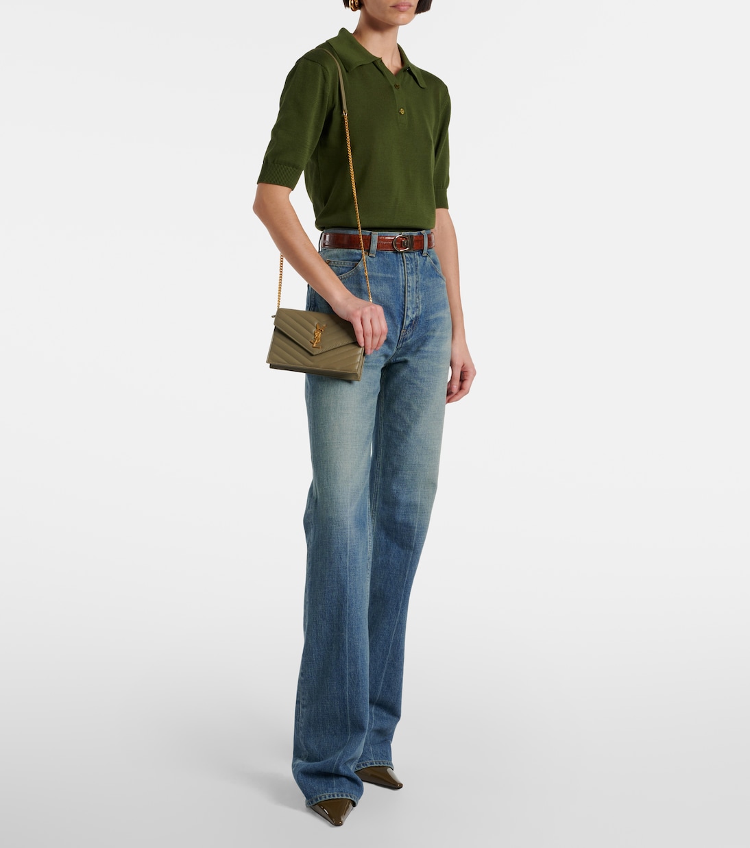 Cassandre Envelope leather wallet on chain | Saint Laurent