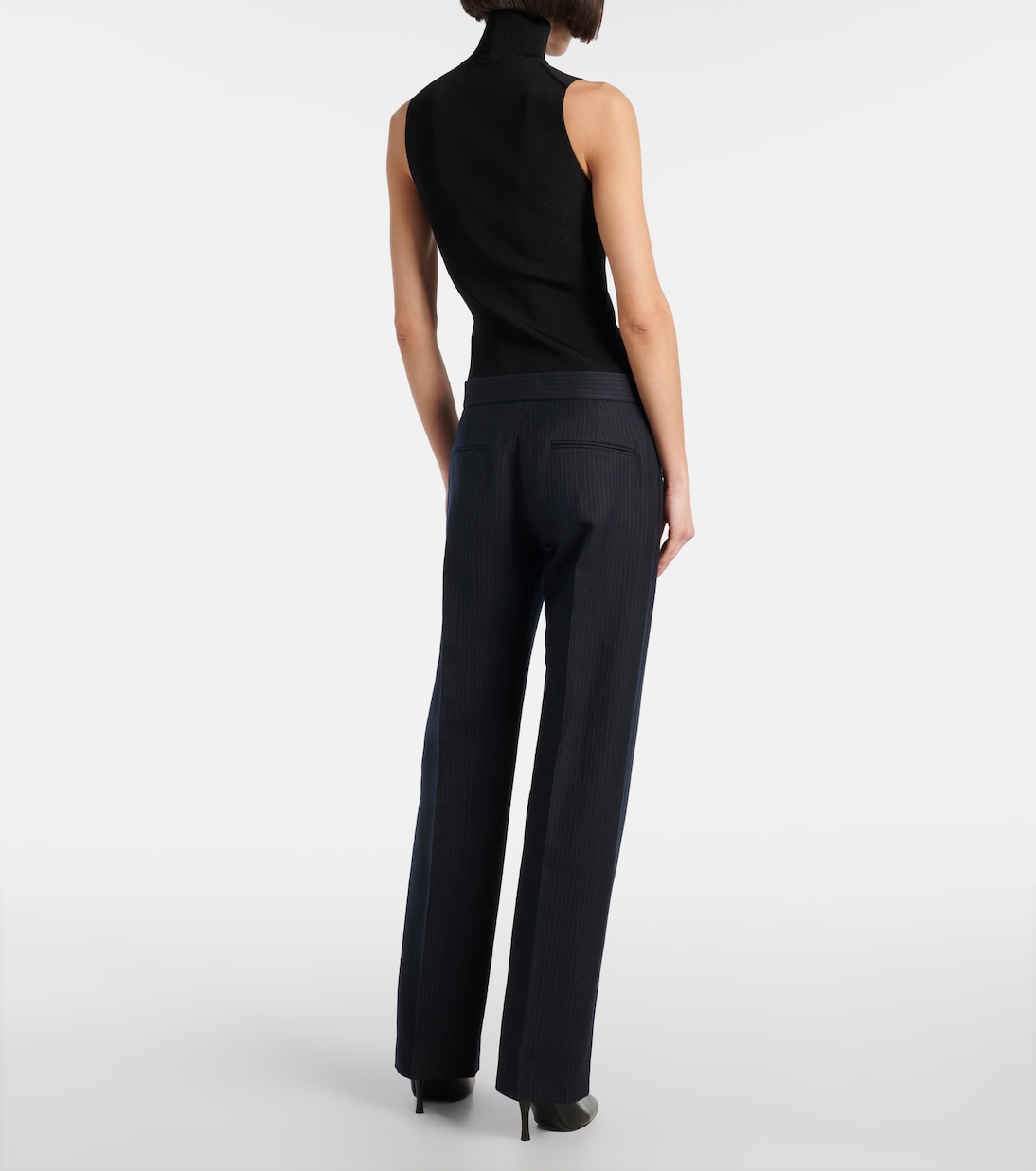 Lenn pinstripe wool-blend straight pants | Khaite