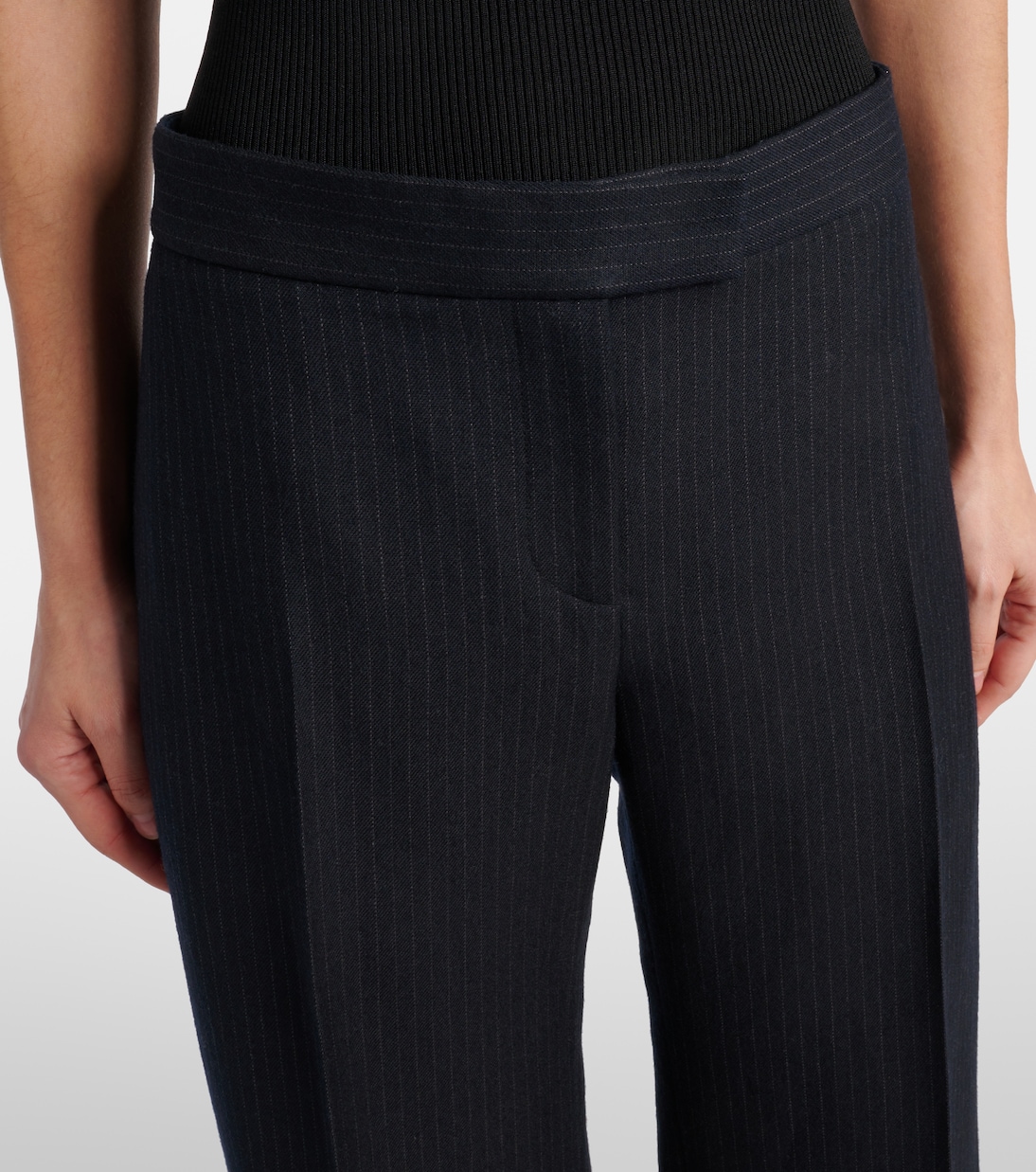 Lenn pinstripe wool-blend straight pants | Khaite