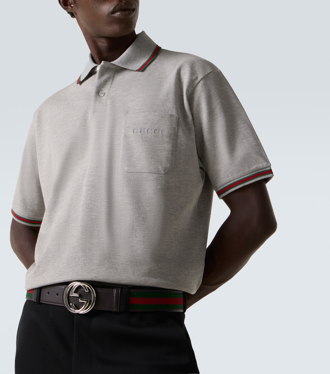 قميص بولو من القطن المخلوط Web Stripe | Gucci