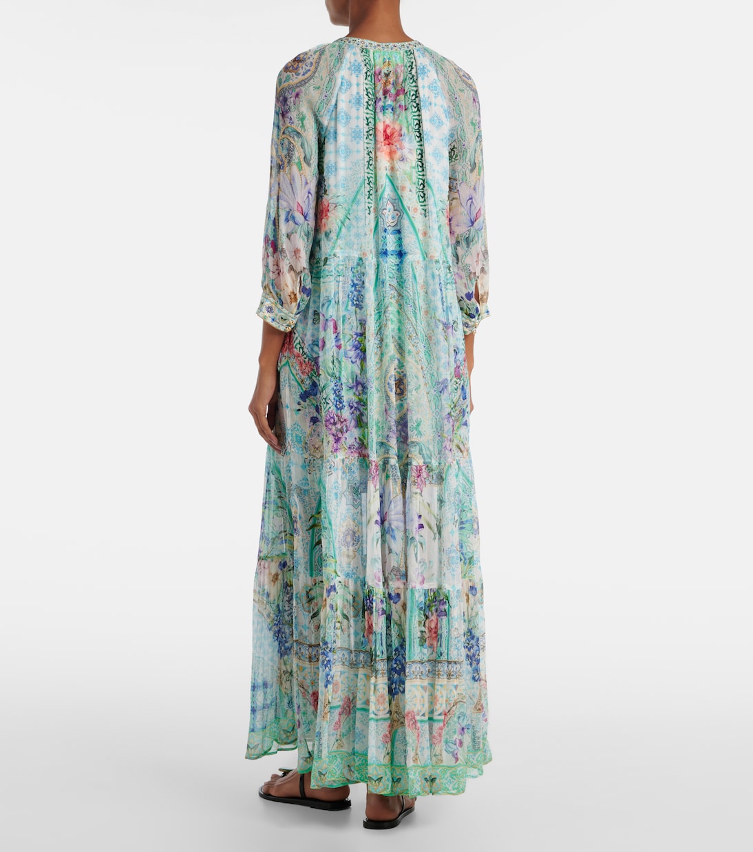 Verziertes Maxikleid aus Seide | Camilla