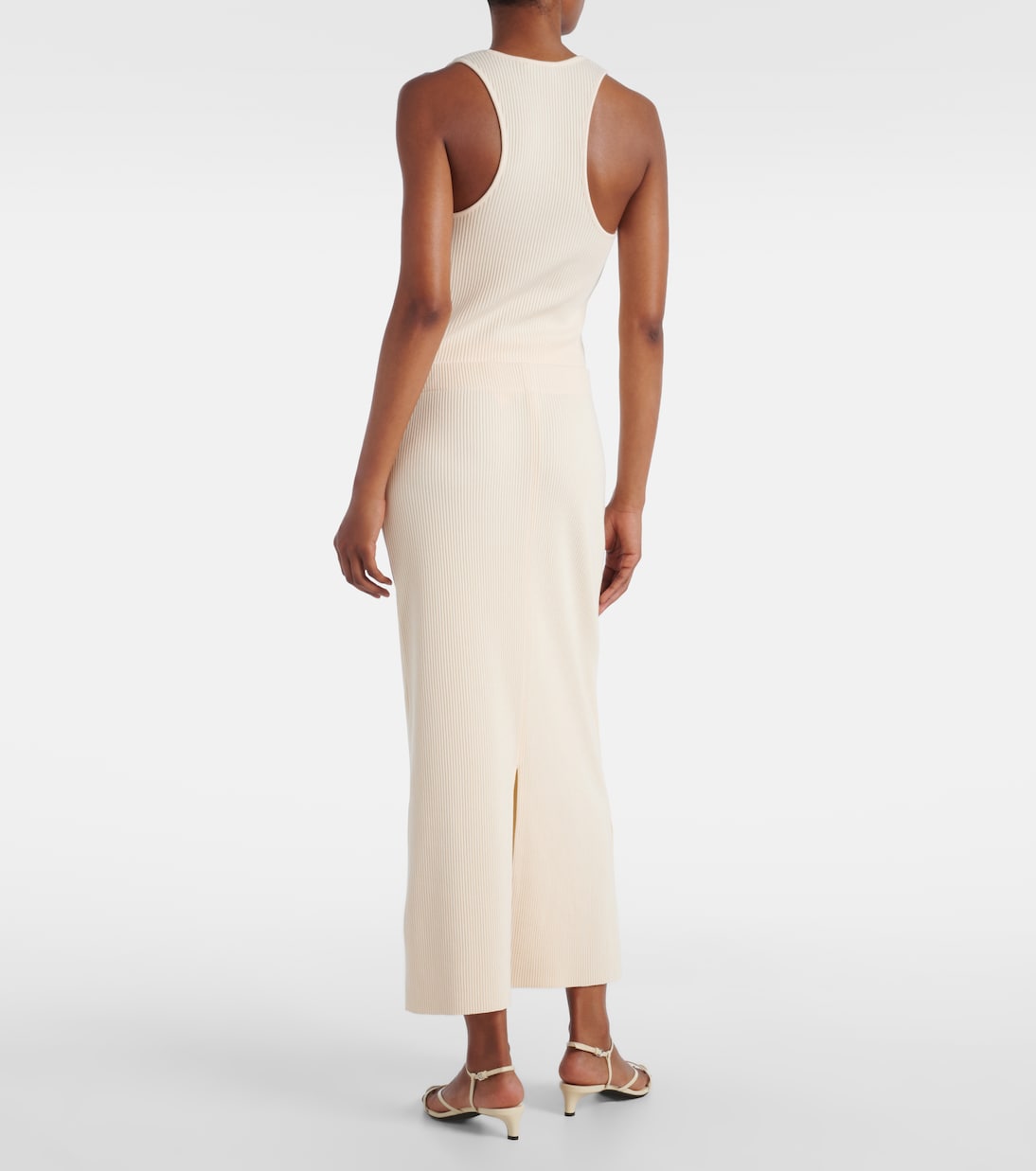 Ribbed-knit cotton-blend midi skirt | Vince