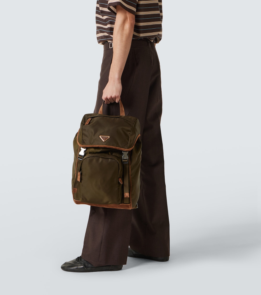 Re-Nylon suede-trimmed backpack | Prada