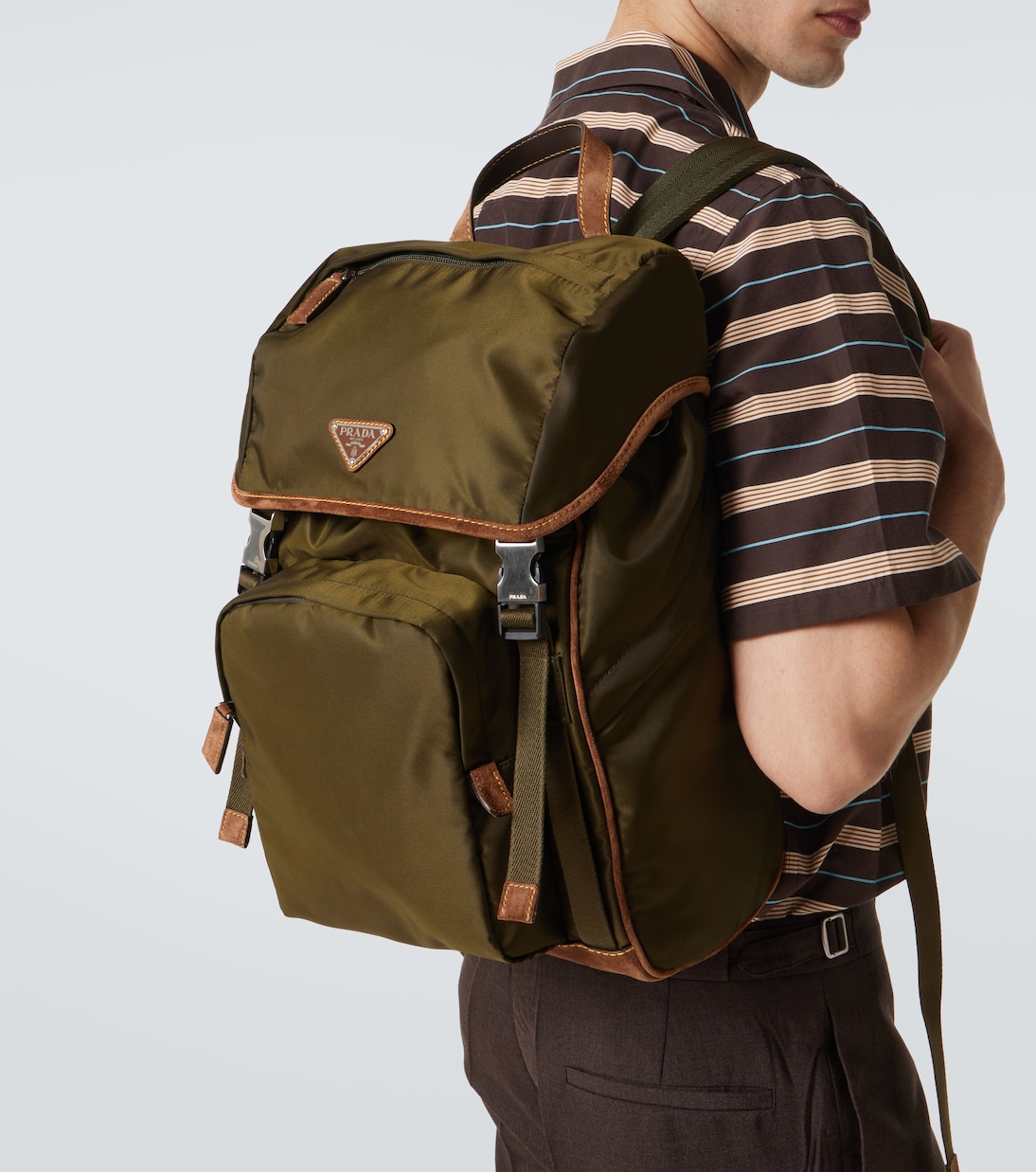 Re-Nylon suede-trimmed backpack | Prada