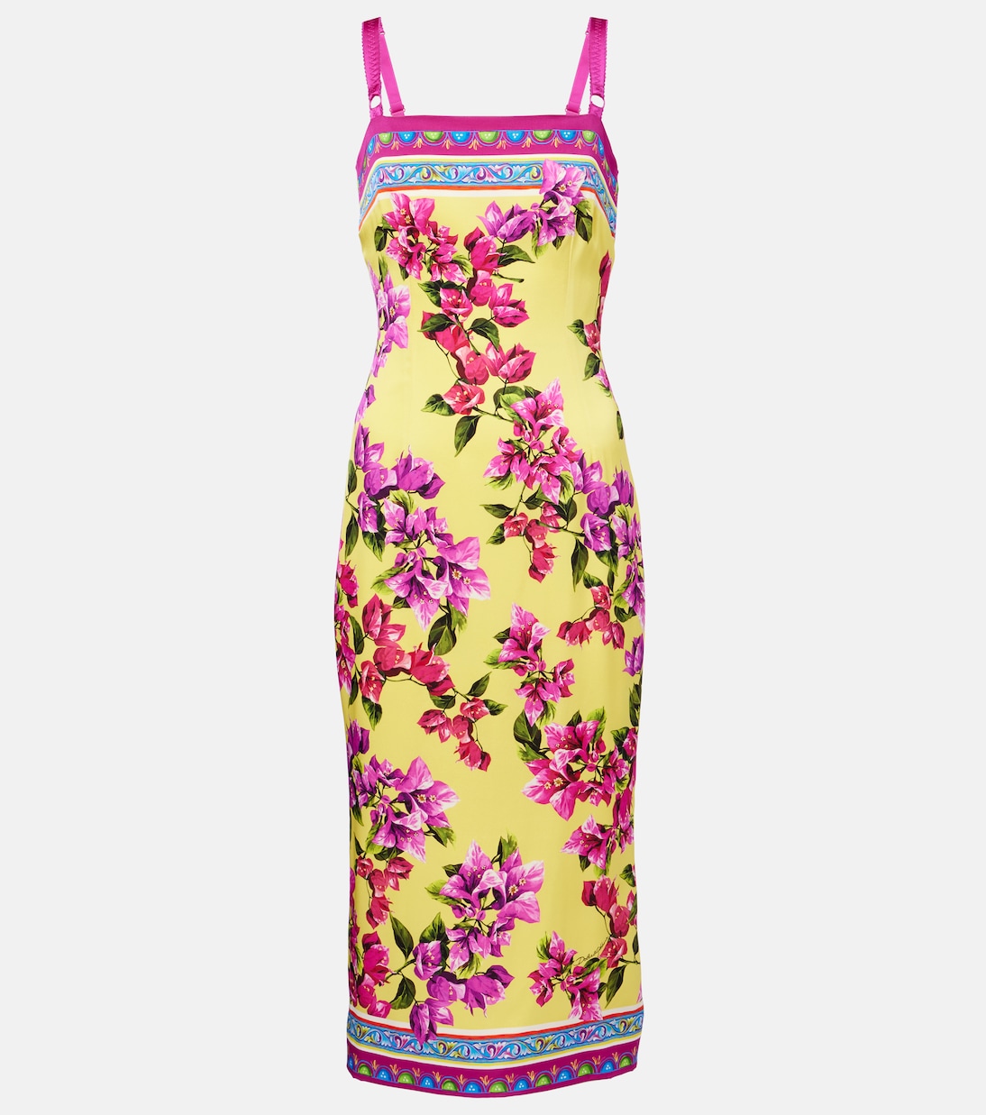 Abito midi Taormina in misto seta con stampa floreale | Dolce&Gabbana