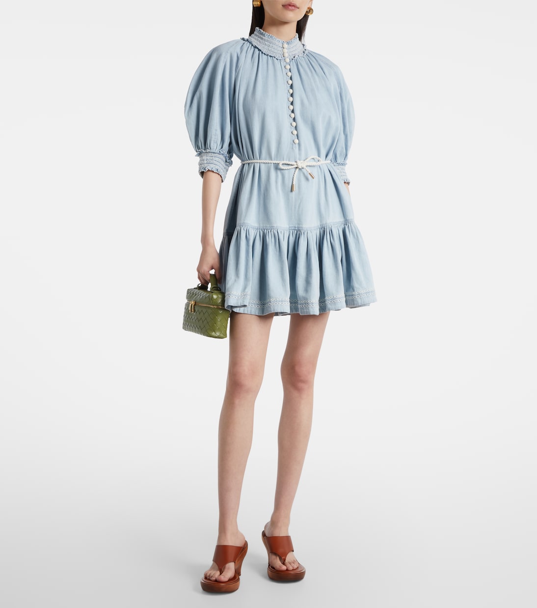 Vestido corto Ascension de denim con volantes | Zimmermann