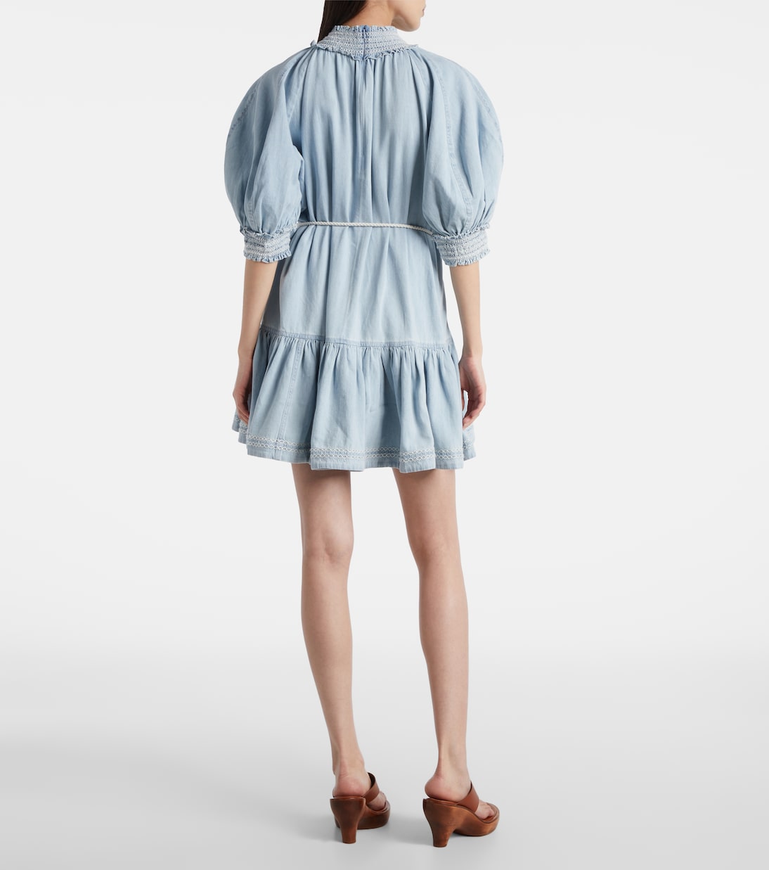 Vestido corto Ascension de denim con volantes | Zimmermann
