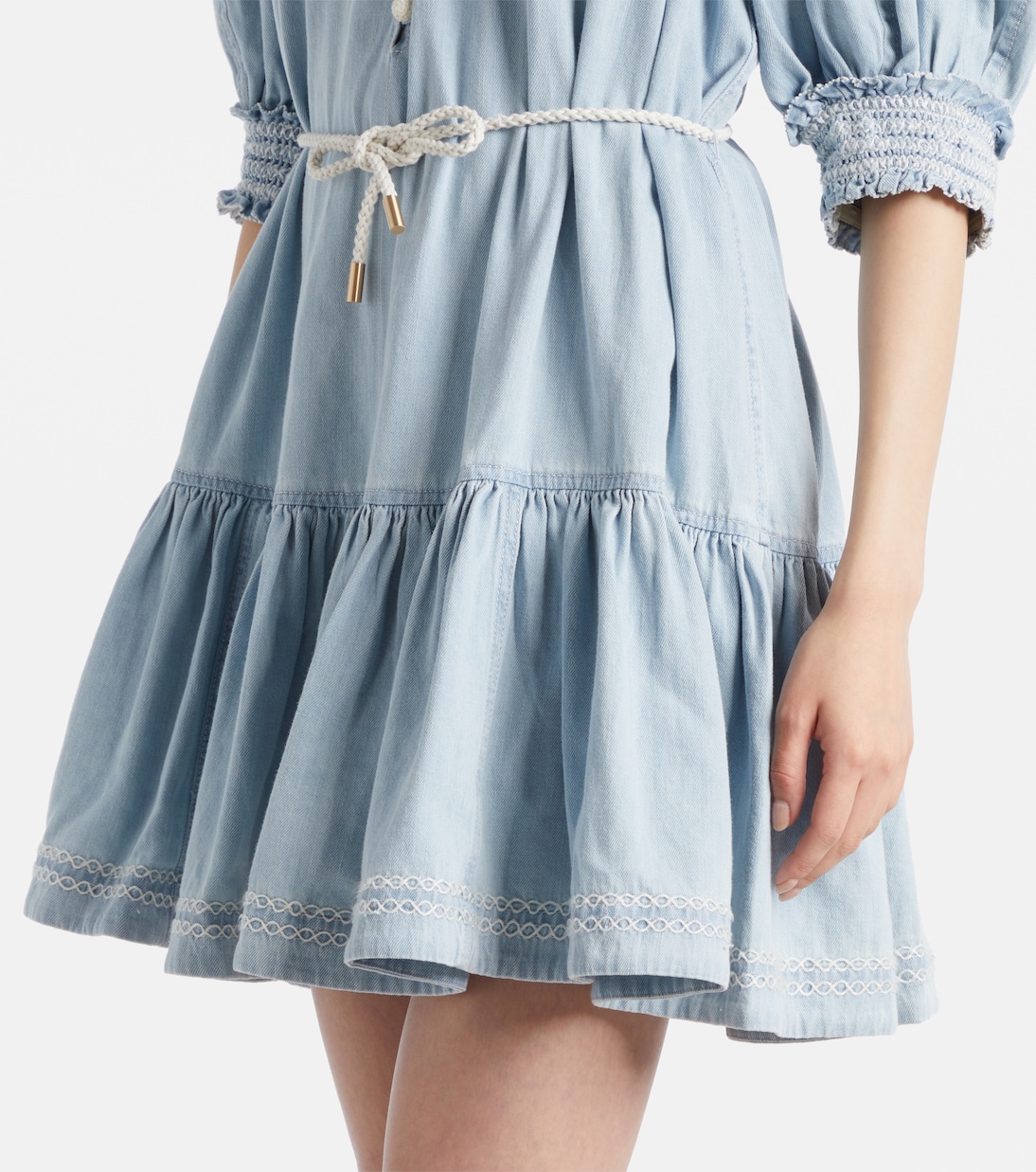 Vestido corto Ascension de denim con volantes | Zimmermann