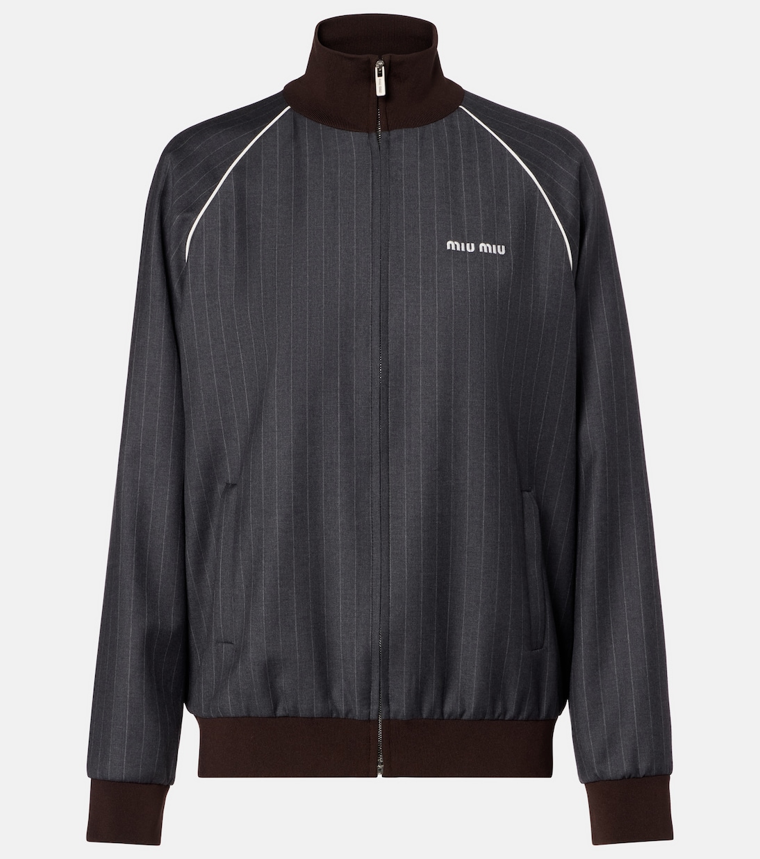 Veste blouson rayée en laine vierge | Miu Miu