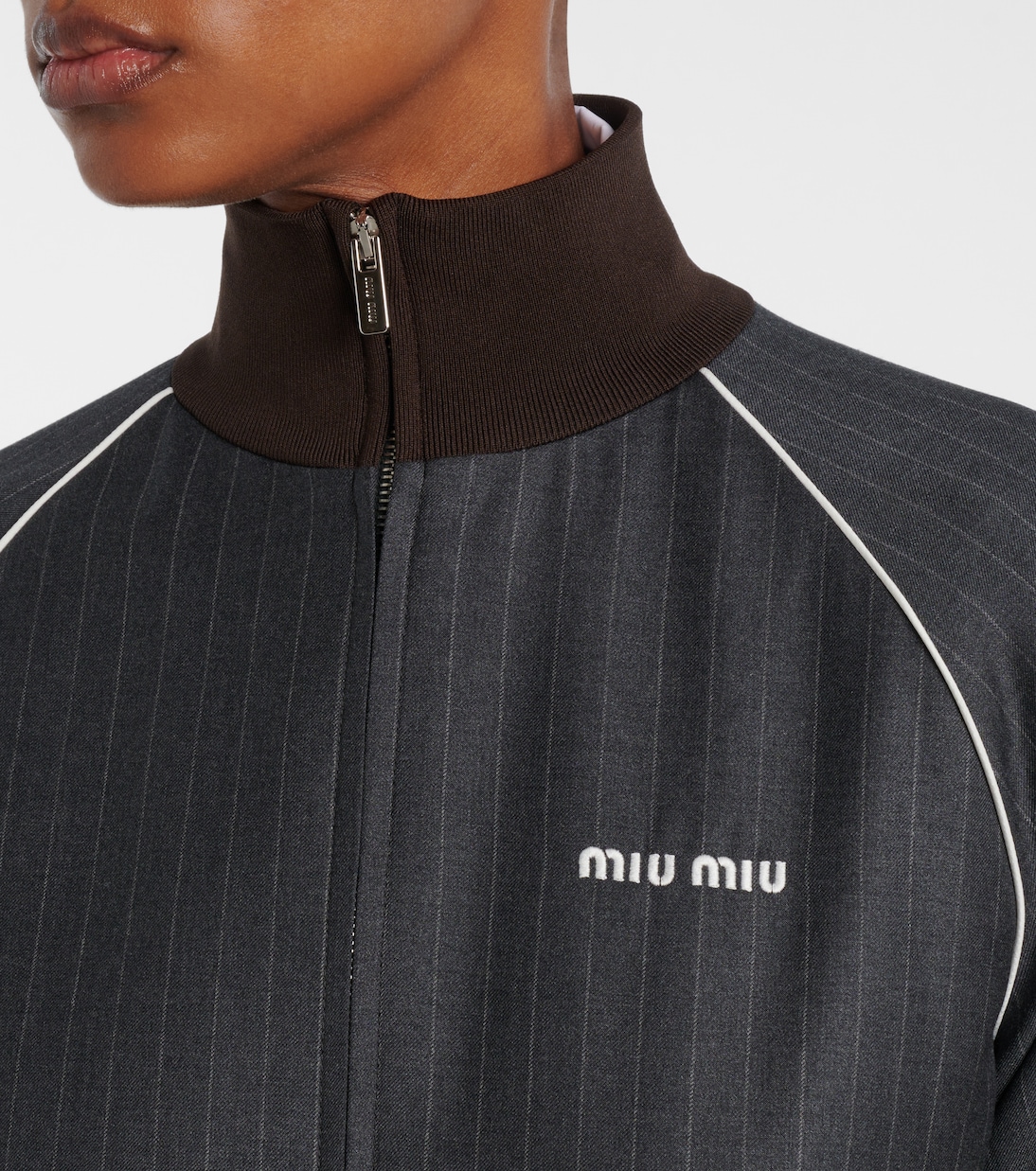 Veste blouson rayée en laine vierge | Miu Miu