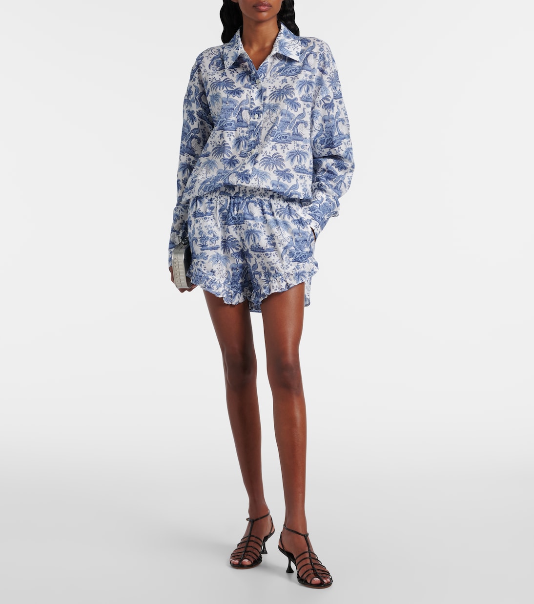 Camisa de gasa de algodón estampada | Staud