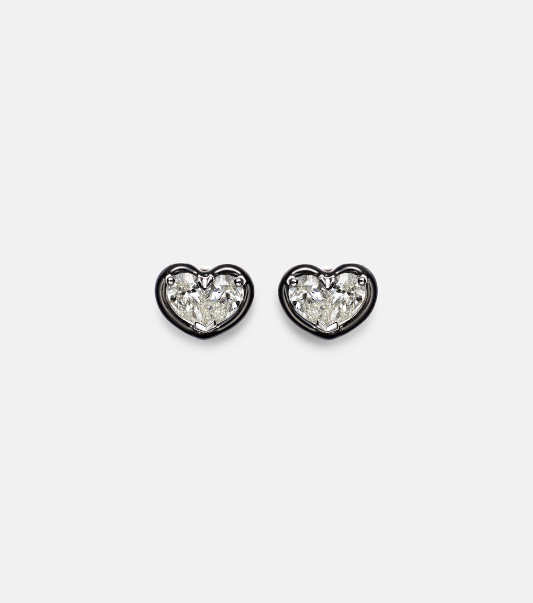 Heartbeats 18kt white gold and enamel earrings with diamonds | Kamyen