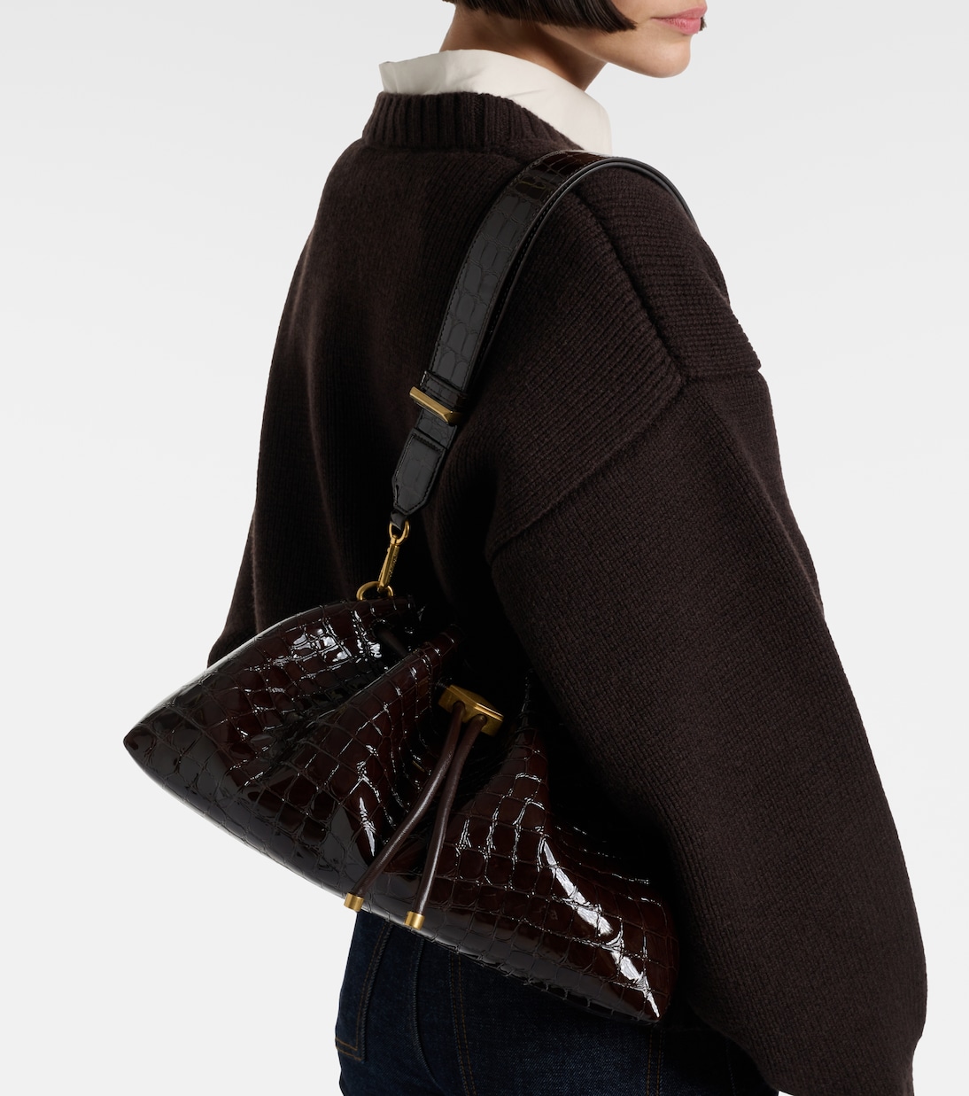 Cinch Medium croc-effect leather tote bag | Jimmy Choo