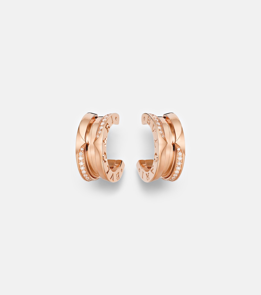 Orecchini B.zero1 in oro rosa 18kt con diamanti | Bvlgari