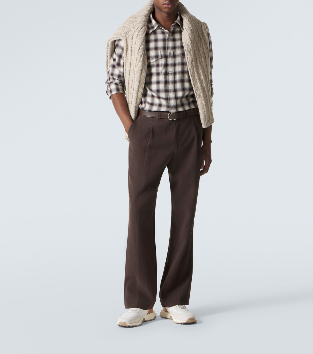 Leather and suede-trimmed sneakers | Tod's