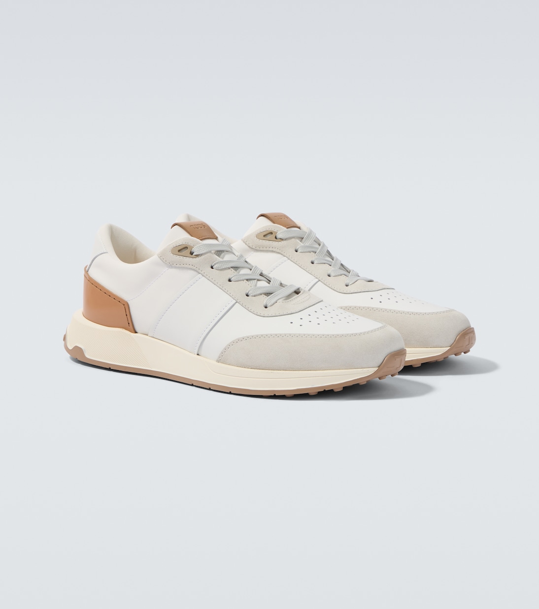 Leather and suede-trimmed sneakers | Tod's
