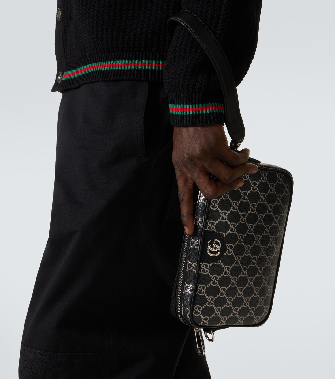 GG leather-trimmed shoulder bag | Gucci