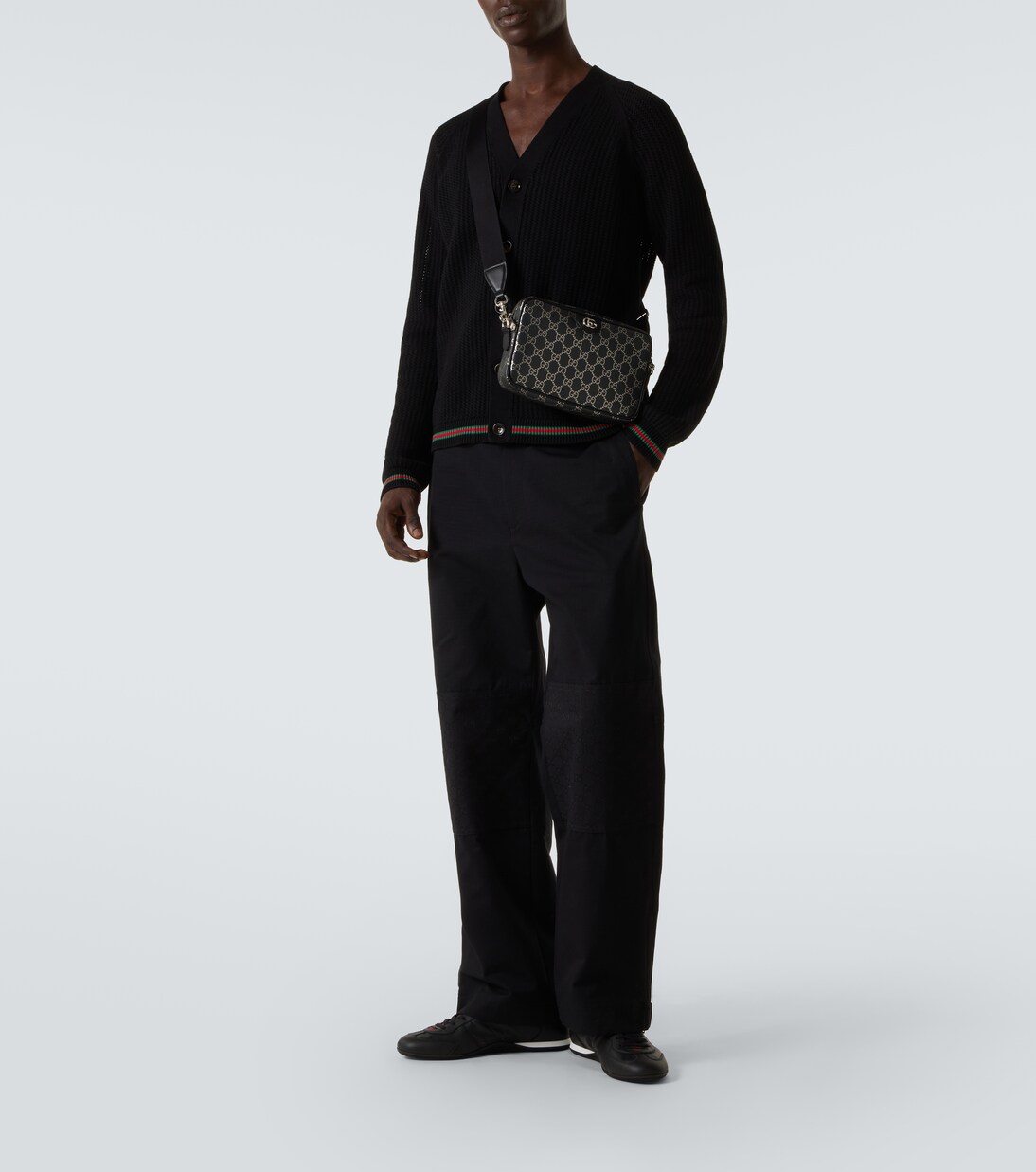 GG leather-trimmed shoulder bag | Gucci