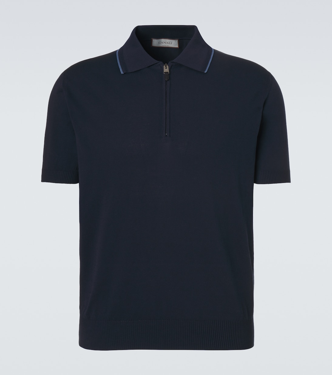 Cotton zip-up polo shirt | Canali