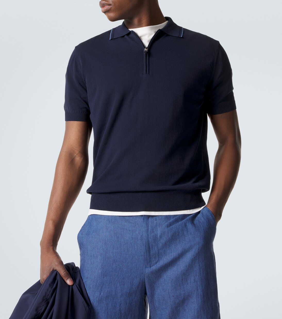 Cotton zip-up polo shirt | Canali