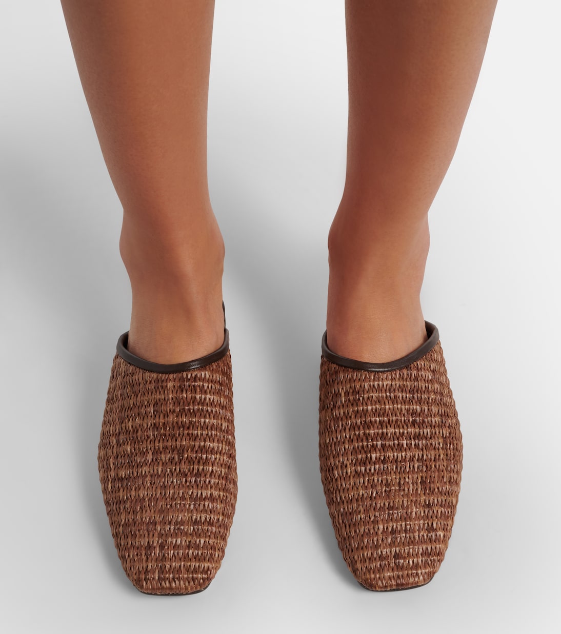 Leather-trimmed raffia mules | Brunello Cucinelli