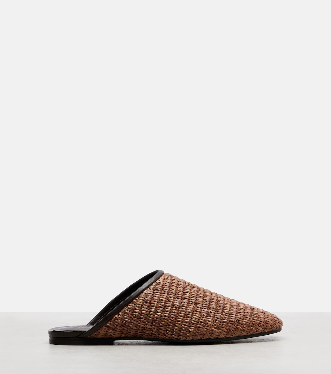 Leather-trimmed raffia mules | Brunello Cucinelli