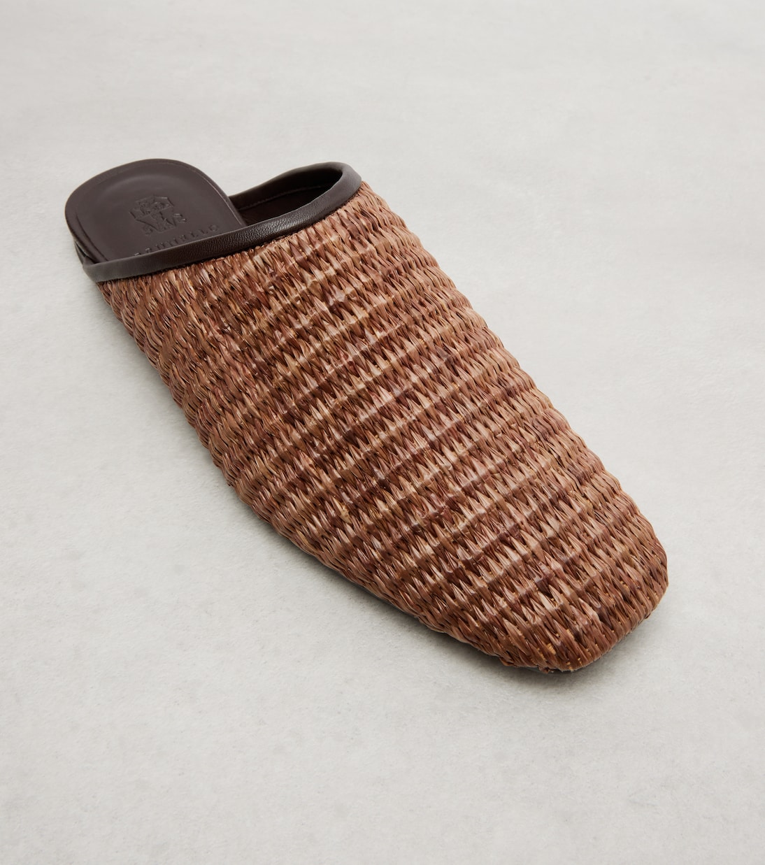 Leather-trimmed raffia mules | Brunello Cucinelli