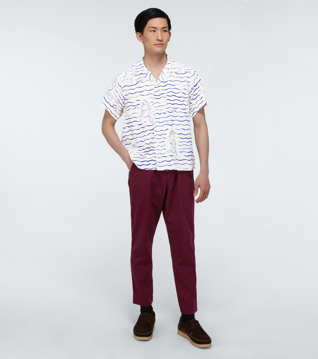 Cotton pants with suede apron | Undercover
