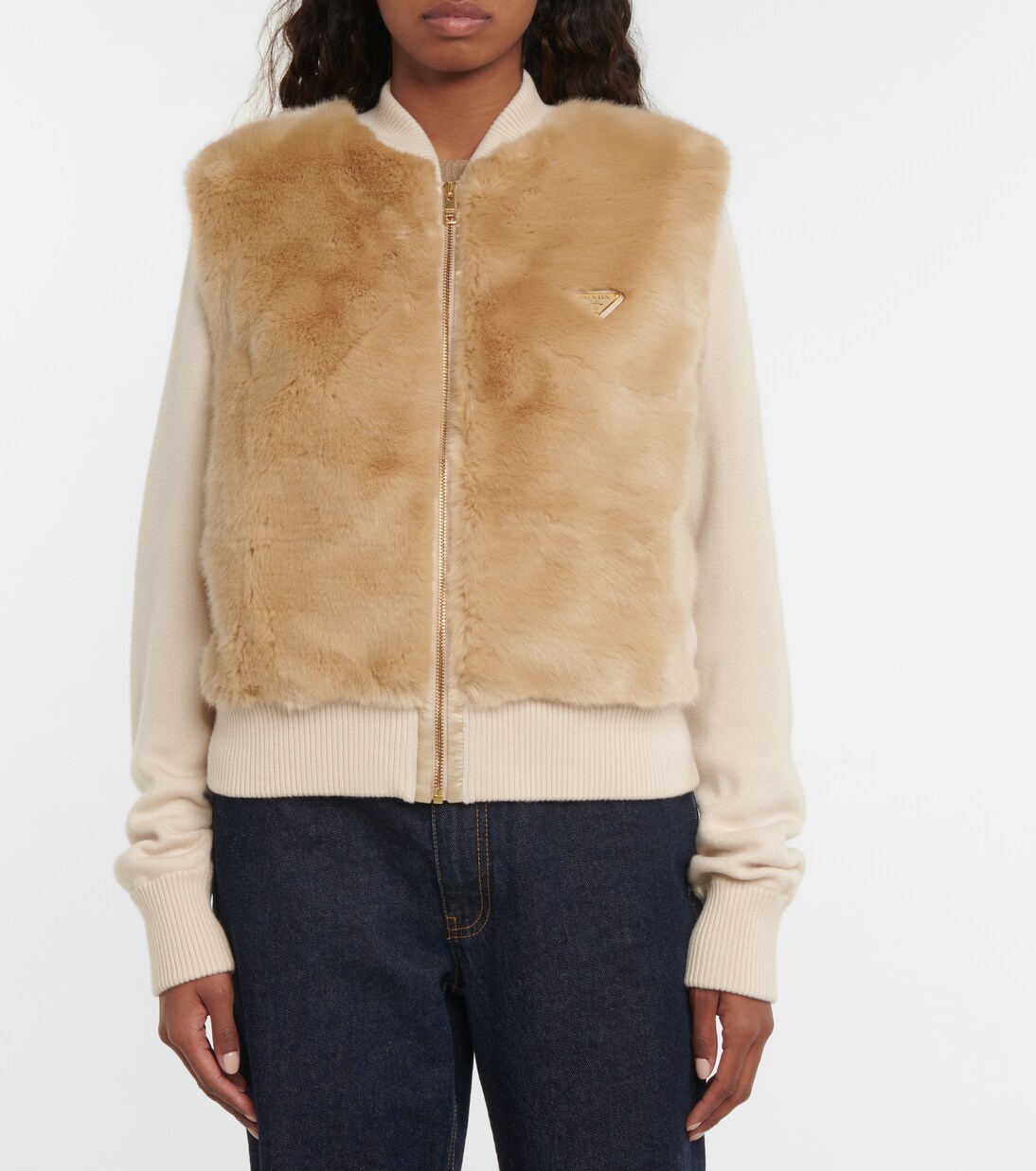 Chaqueta de pelo sintético y cachemir | Prada