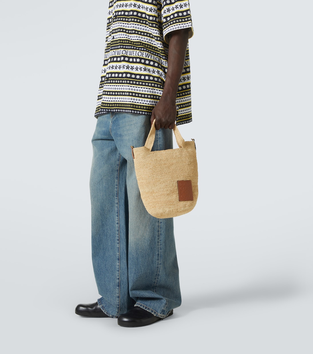 Paula's Ibiza Slit Mini raffia tote bag | Loewe
