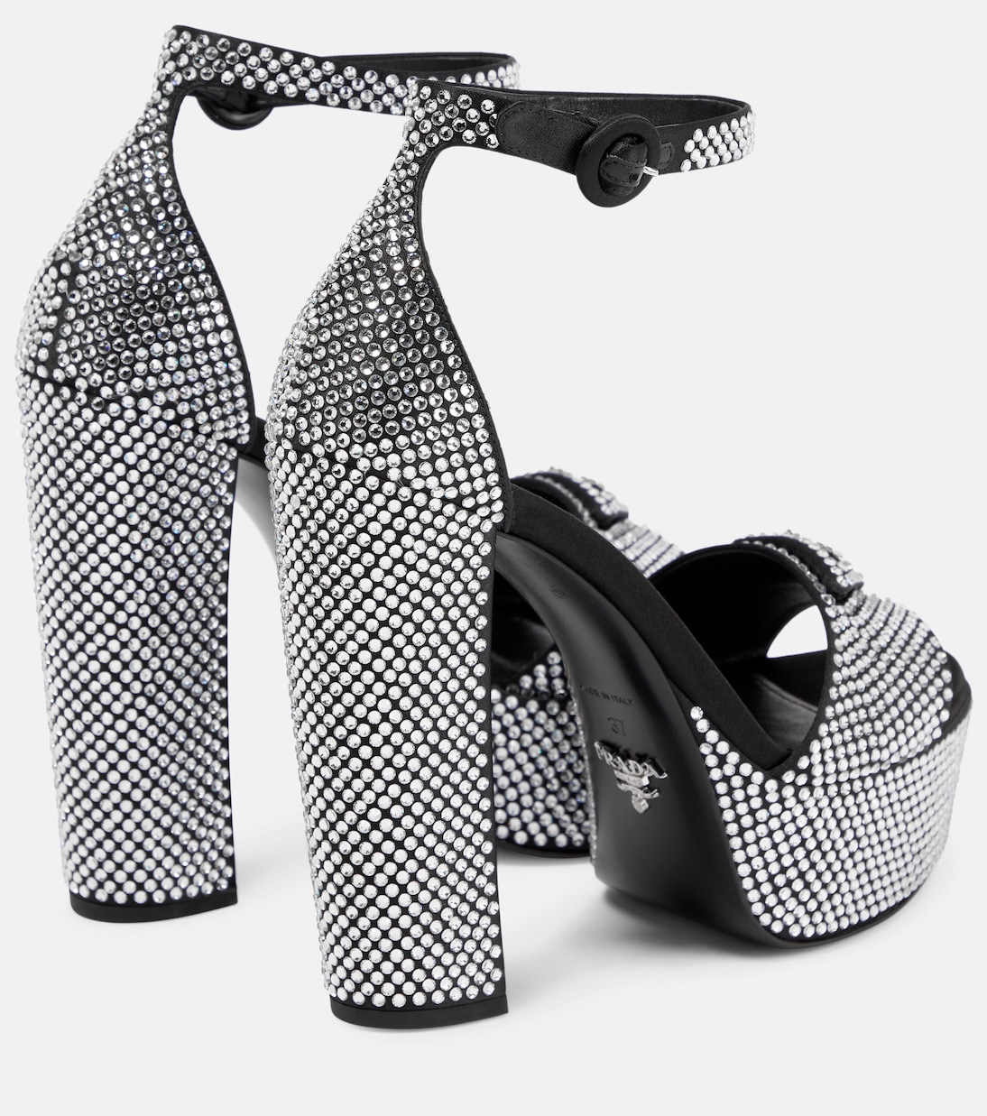 Embellished satin platform sandals | Prada