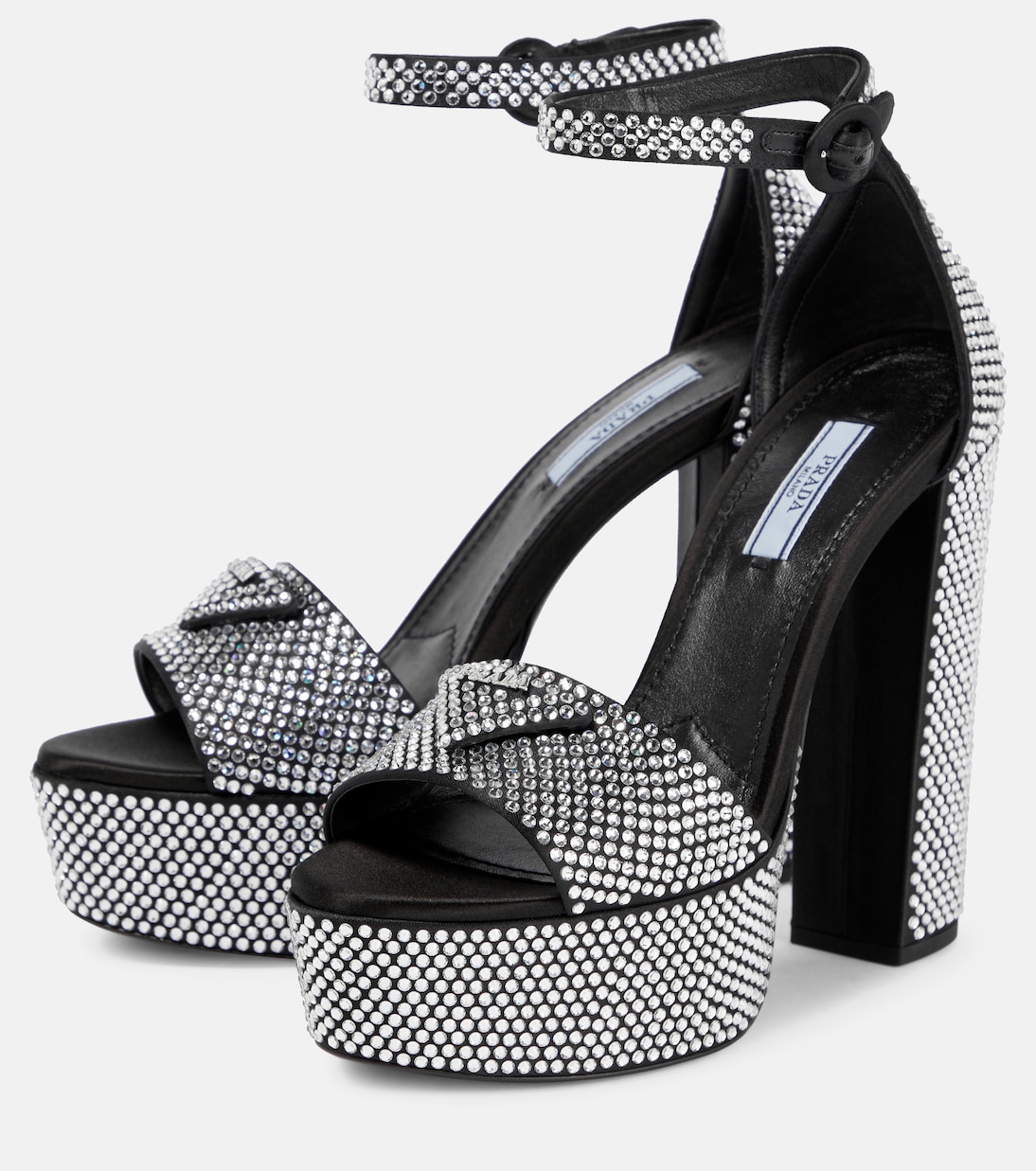 Embellished satin platform sandals | Prada