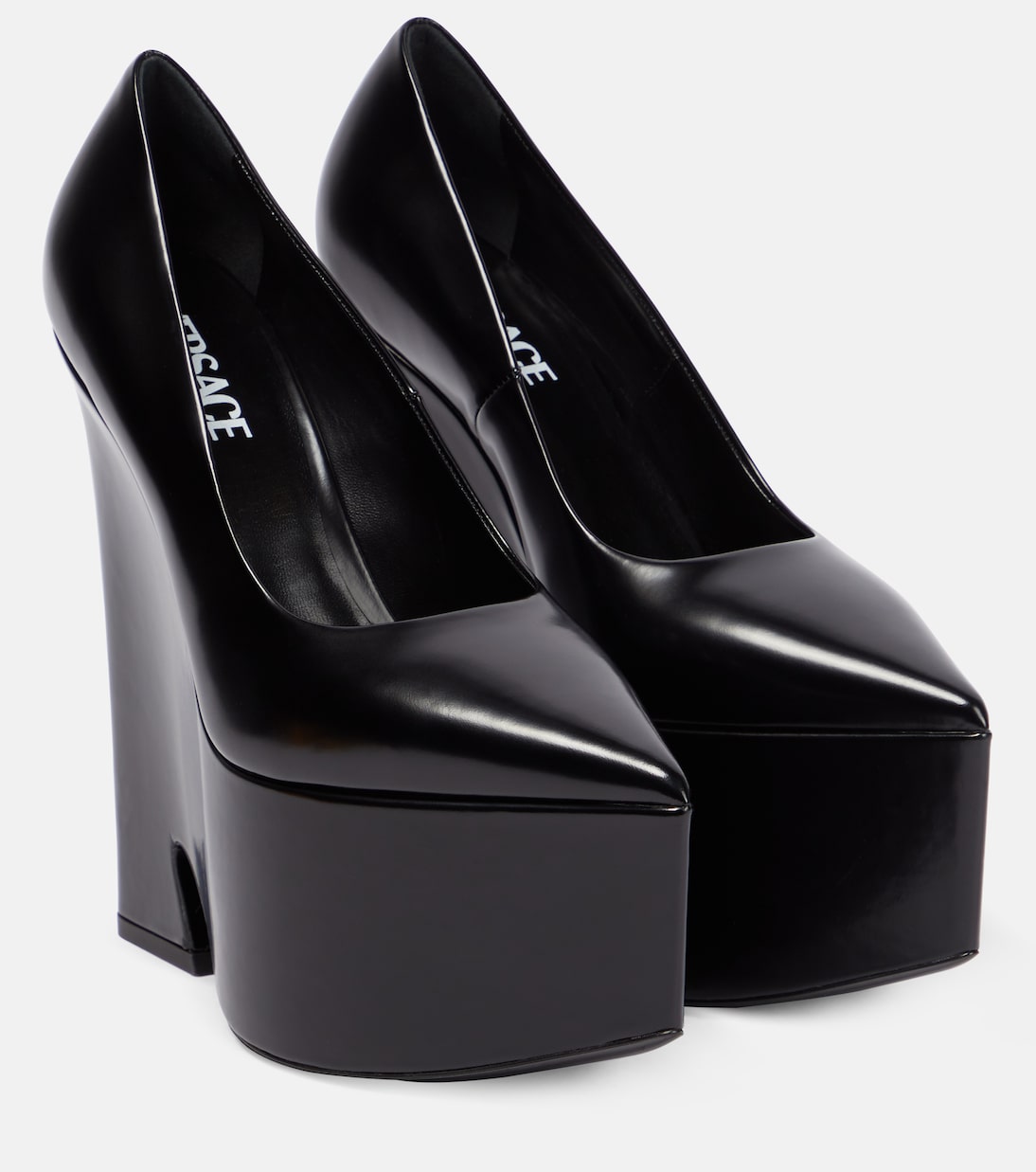 Tempest leather platform pumps | Versace