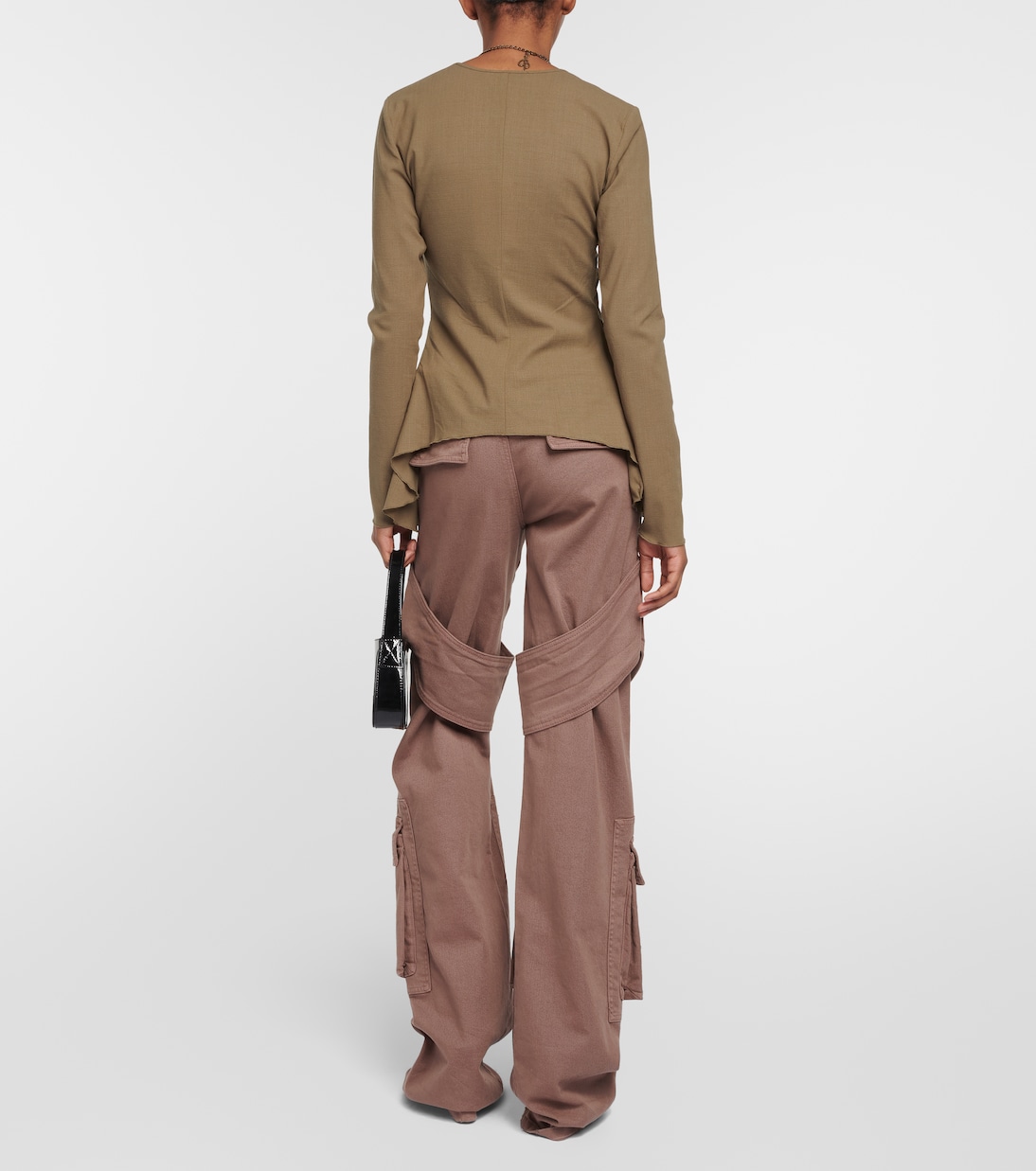 Ruffled tie-front wool-blend blouse | Blumarine