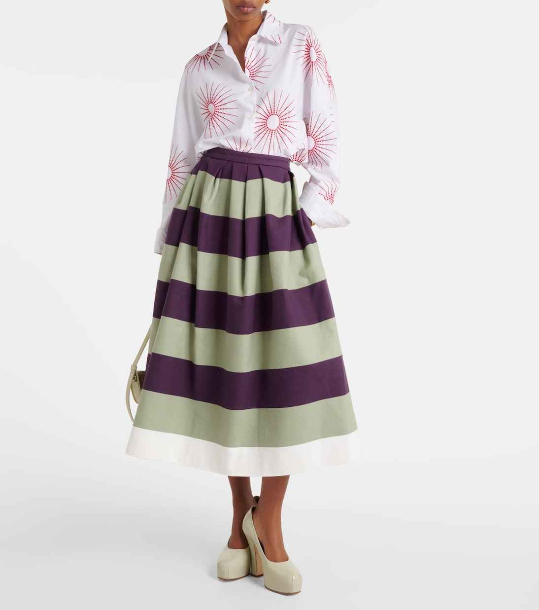 Gonna midi in cotone a righe | Dries Van Noten