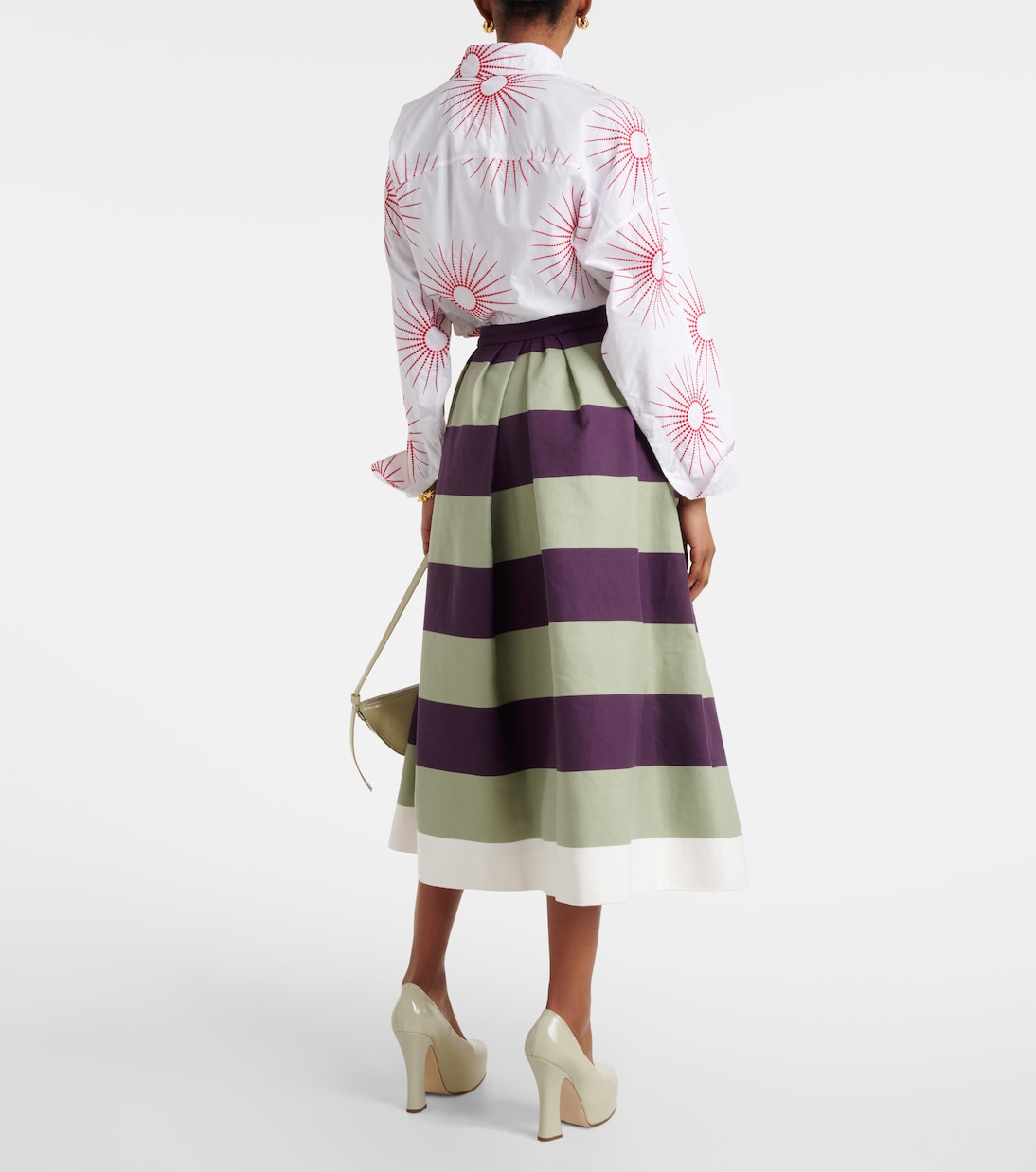 Gonna midi in cotone a righe | Dries Van Noten