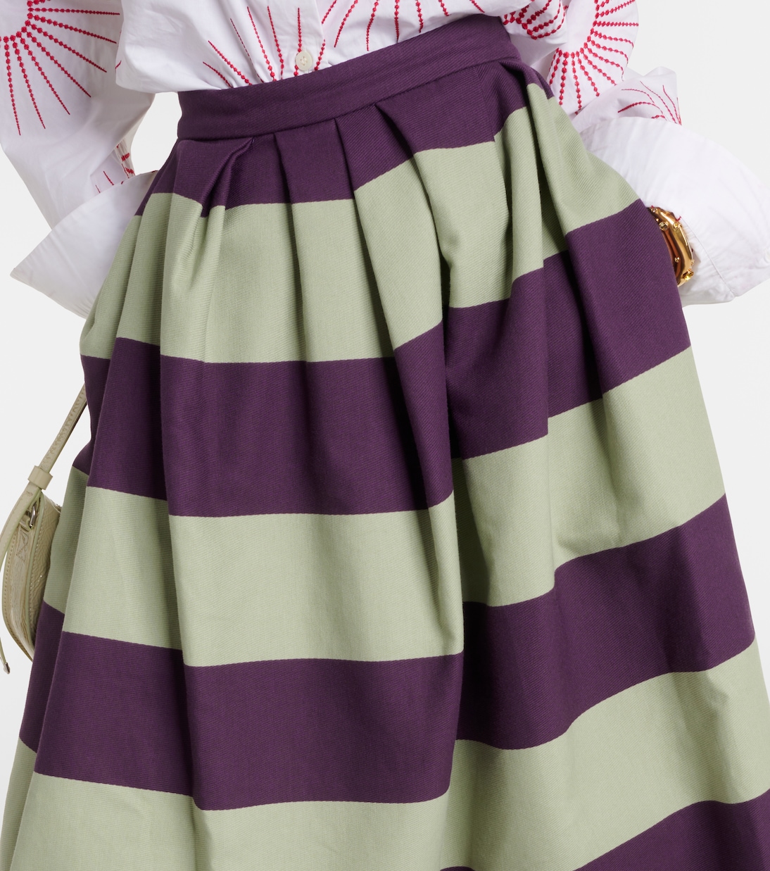 Gonna midi in cotone a righe | Dries Van Noten
