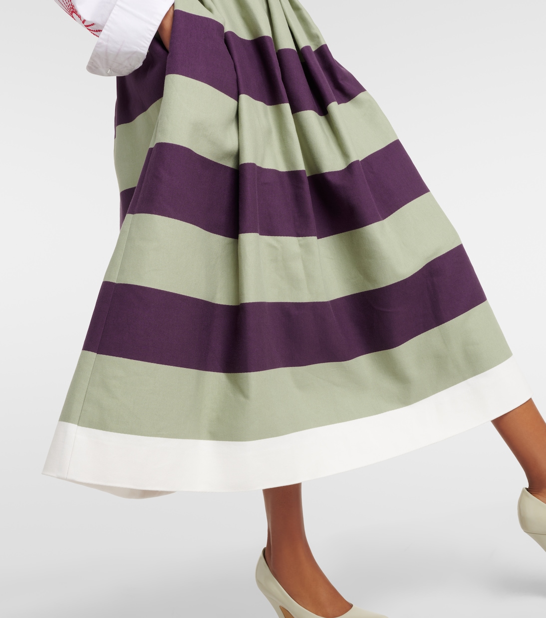 Gonna midi in cotone a righe | Dries Van Noten