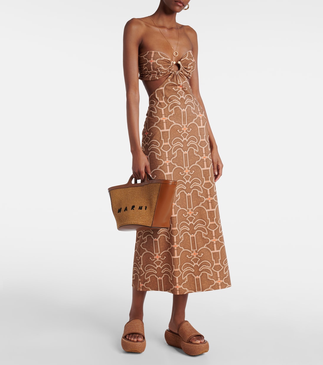 Amami leather and raffia platform mules | Gianvito Rossi