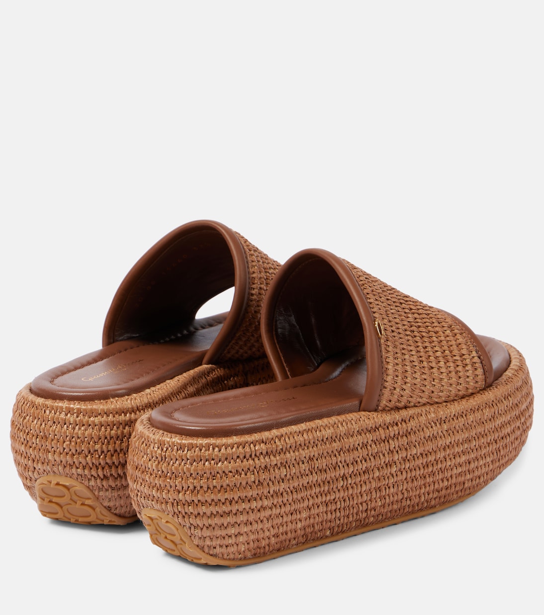 Amami leather and raffia platform mules | Gianvito Rossi