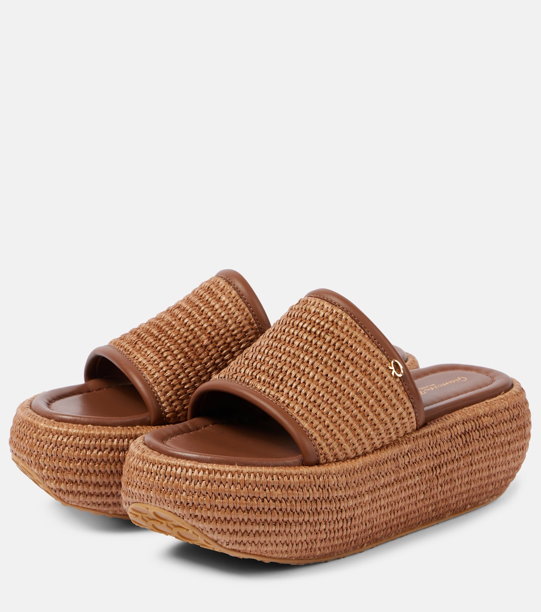 Amami leather and raffia platform mules | Gianvito Rossi
