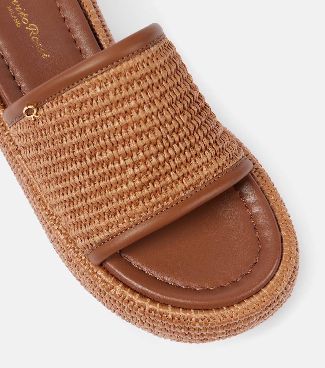 Amami leather and raffia platform mules | Gianvito Rossi