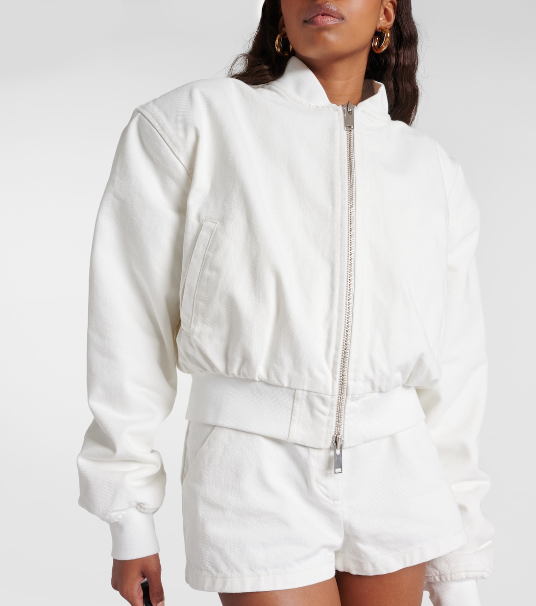 Micky cropped denim bomber jacket | The Frankie Shop
